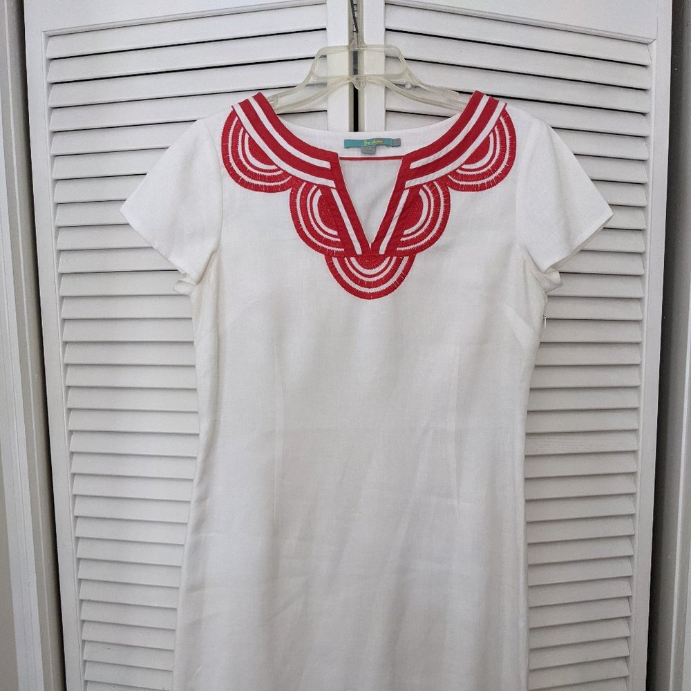 Boden White Linen Sheath Dress - Size 6L